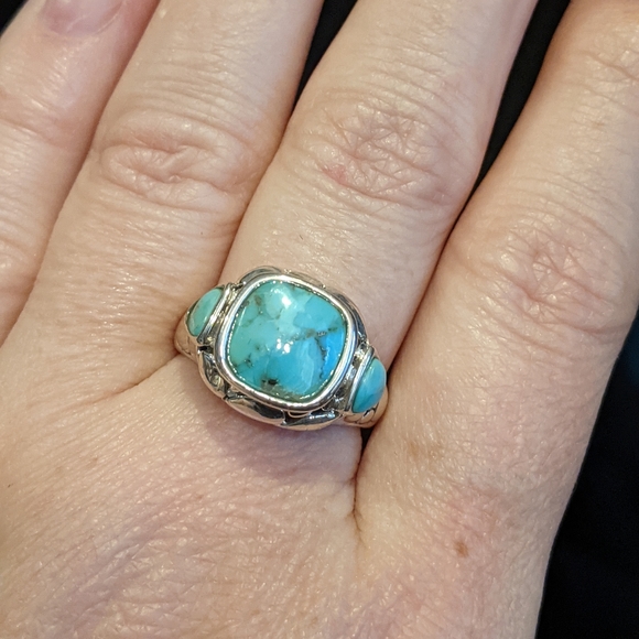 Natural Kingman Turquoise .925 silver ring, size 8 - Picture 6 of 12